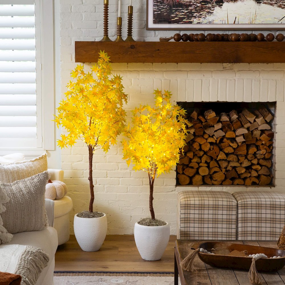 4ft. Pre-Lit Yellow Autumn Maple Artificial Fall Tree with 150 LED Lights. Picture 5