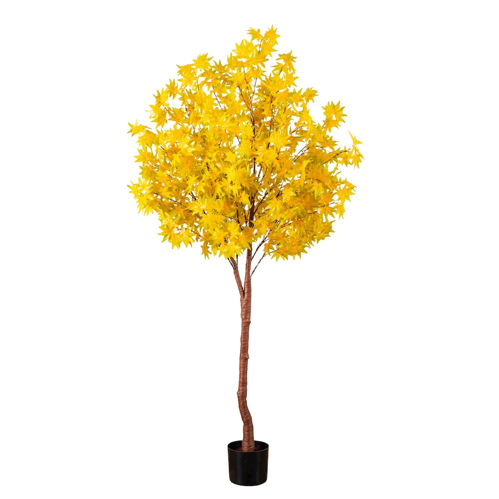 6ft. Pre-Lit Yellow Autumn Maple Artificial Fall Tree with 350 LED Lights. Picture 1