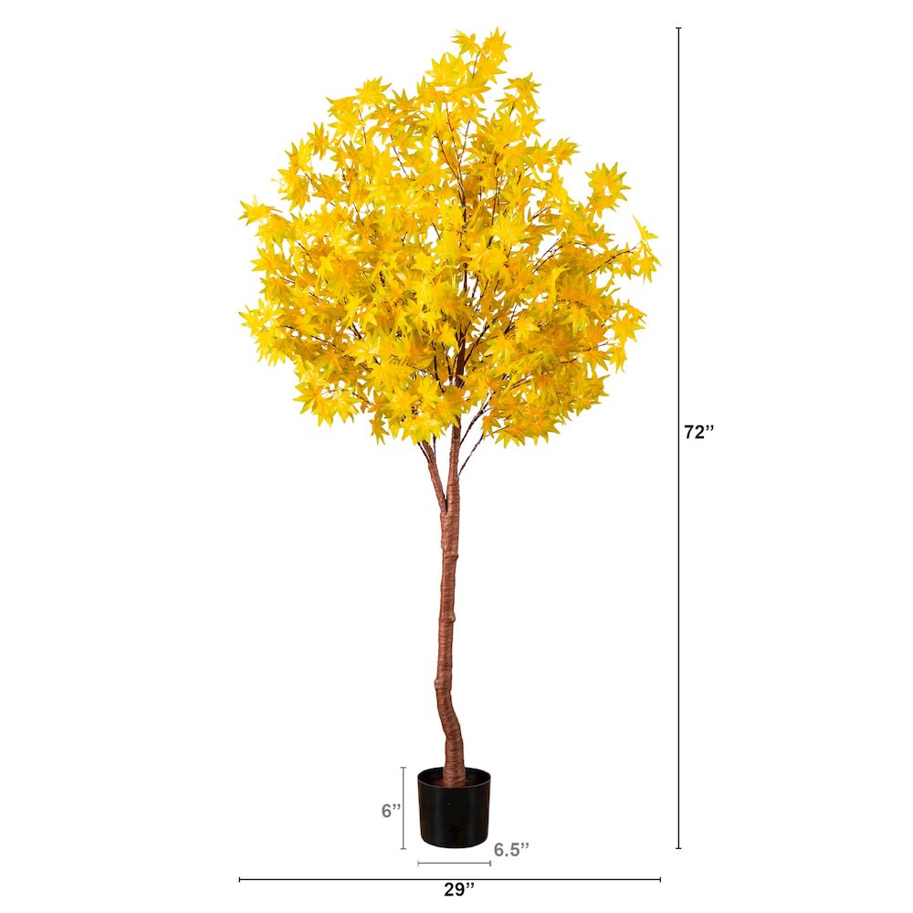 6ft. Pre-Lit Yellow Autumn Maple Artificial Fall Tree with 350 LED Lights. Picture 5