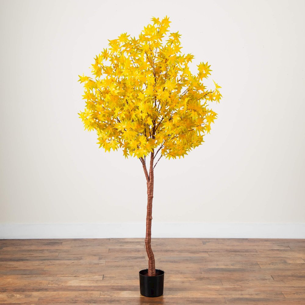 6ft. Pre-Lit Yellow Autumn Maple Artificial Fall Tree with 350 LED Lights. Picture 3