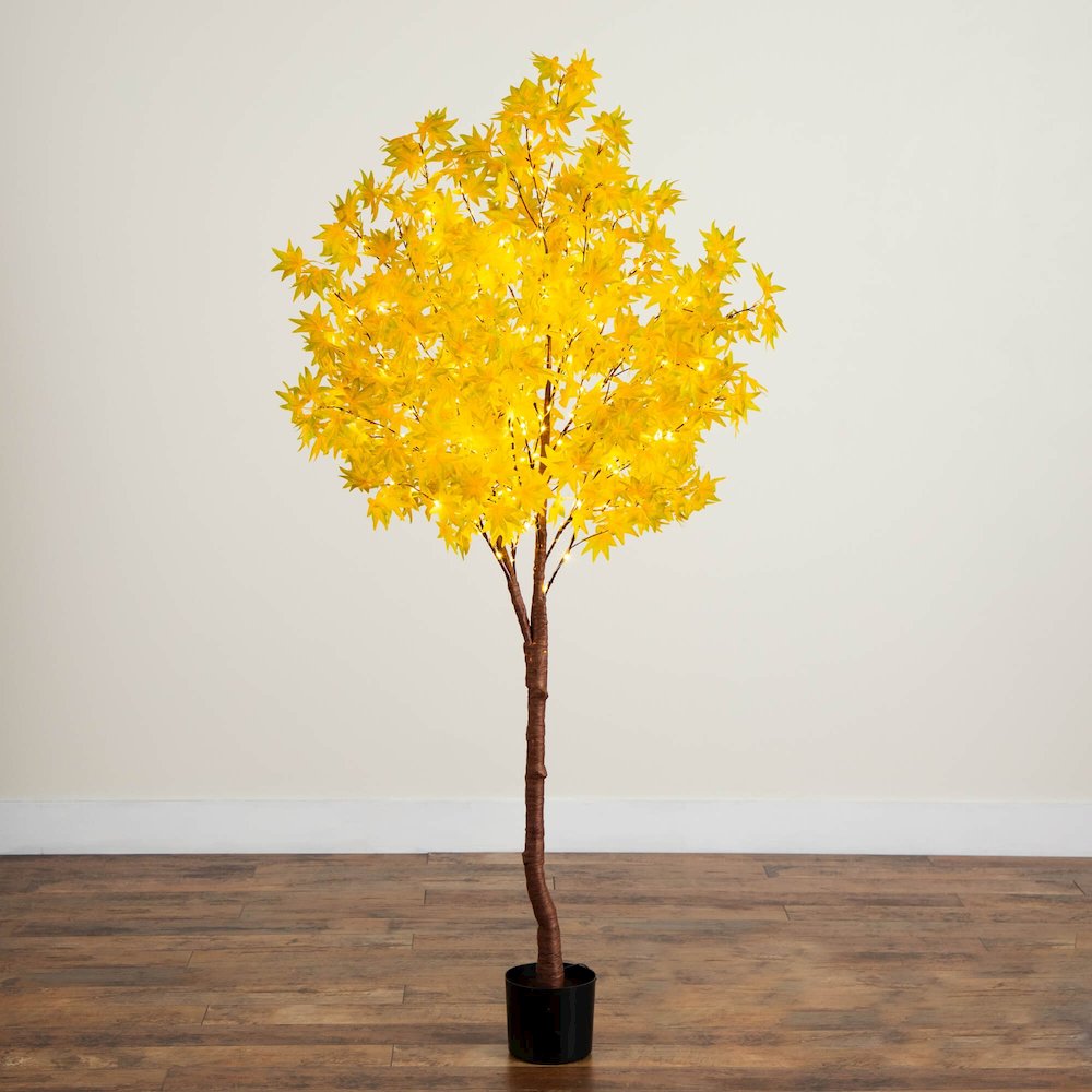 6ft. Pre-Lit Yellow Autumn Maple Artificial Fall Tree with 350 LED Lights. Picture 2