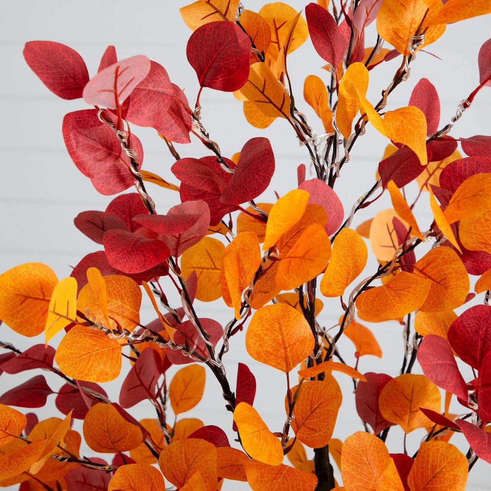 5ft. Pre-Lit Bright Autumn Eucalyptus Artificial Fall Tree with 300 LED Lights. Picture 3