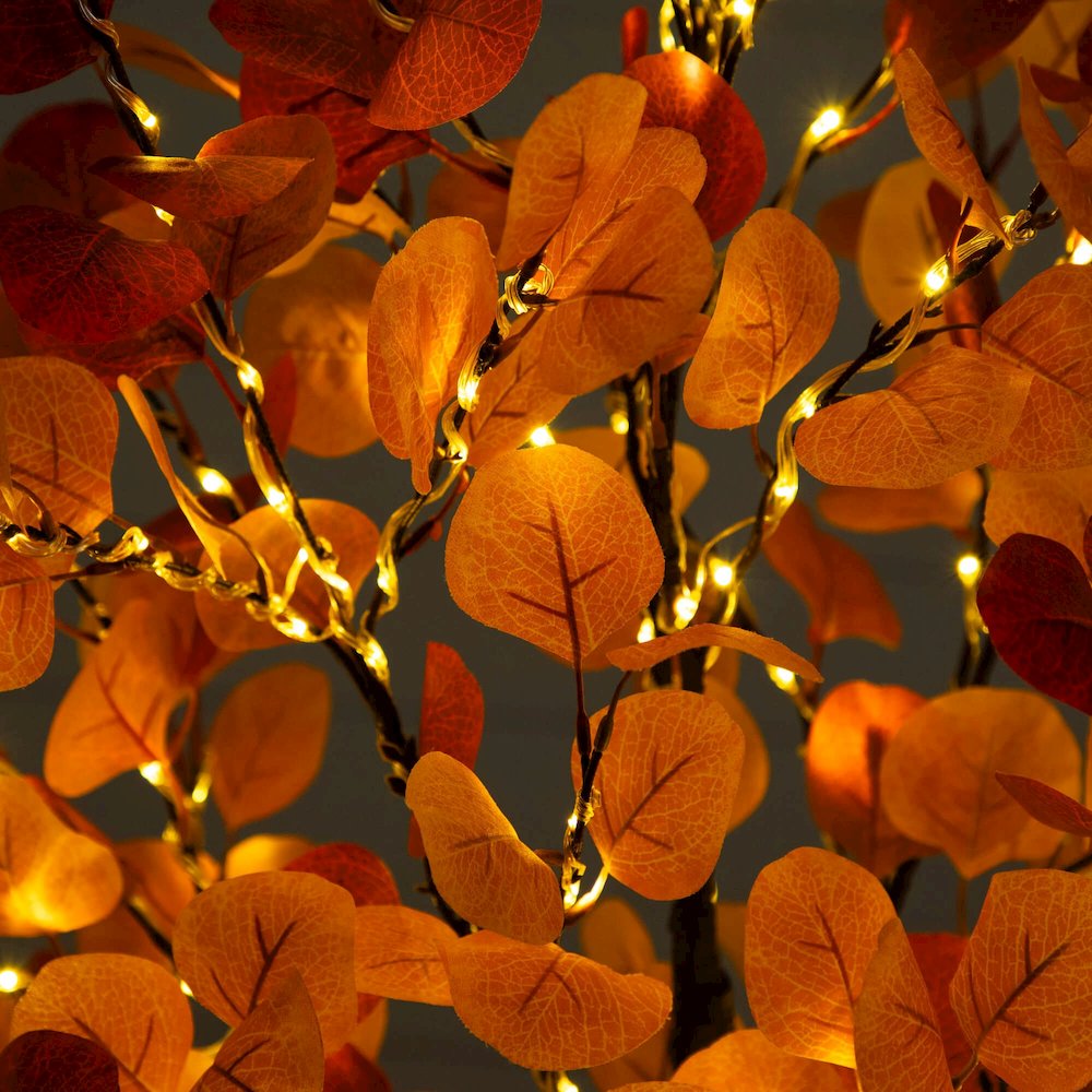 5ft. Pre-Lit Bright Autumn Eucalyptus Artificial Fall Tree with 300 LED Lights. Picture 4