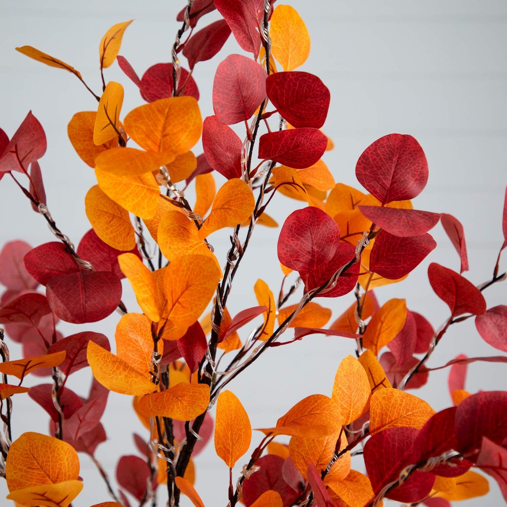 6ft. Pre-Lit Bright Autumn Eucalyptus Artificial Fall Tree with 420 LED Lights. Picture 9