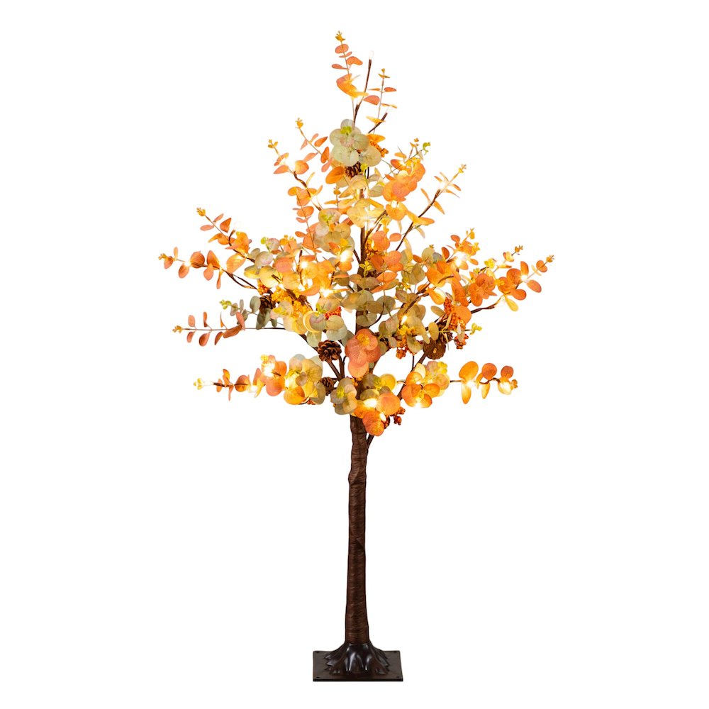 4ft. Pre-Lit Autumn Eucalyptus Artificial Fall Tree with Pinecones, Berries. Picture 2