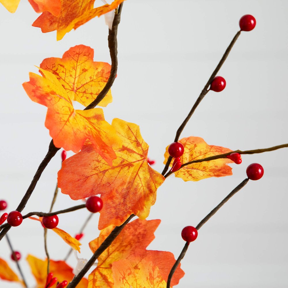 4ft. Pre-Lit Autumn Maple Artificial Fall Tree with Berries and 60 LED Lights. Picture 8