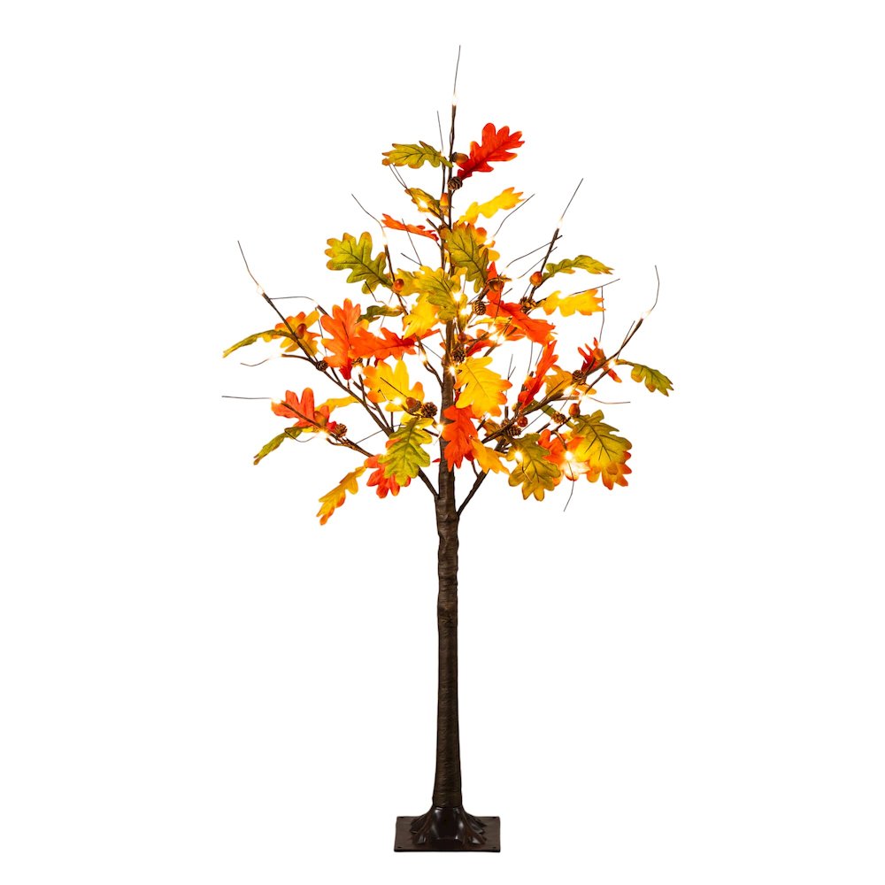 4ft. Pre-Lit Autumn Maple Artificial Fall Tree with Pinecones, Acorns. Picture 1