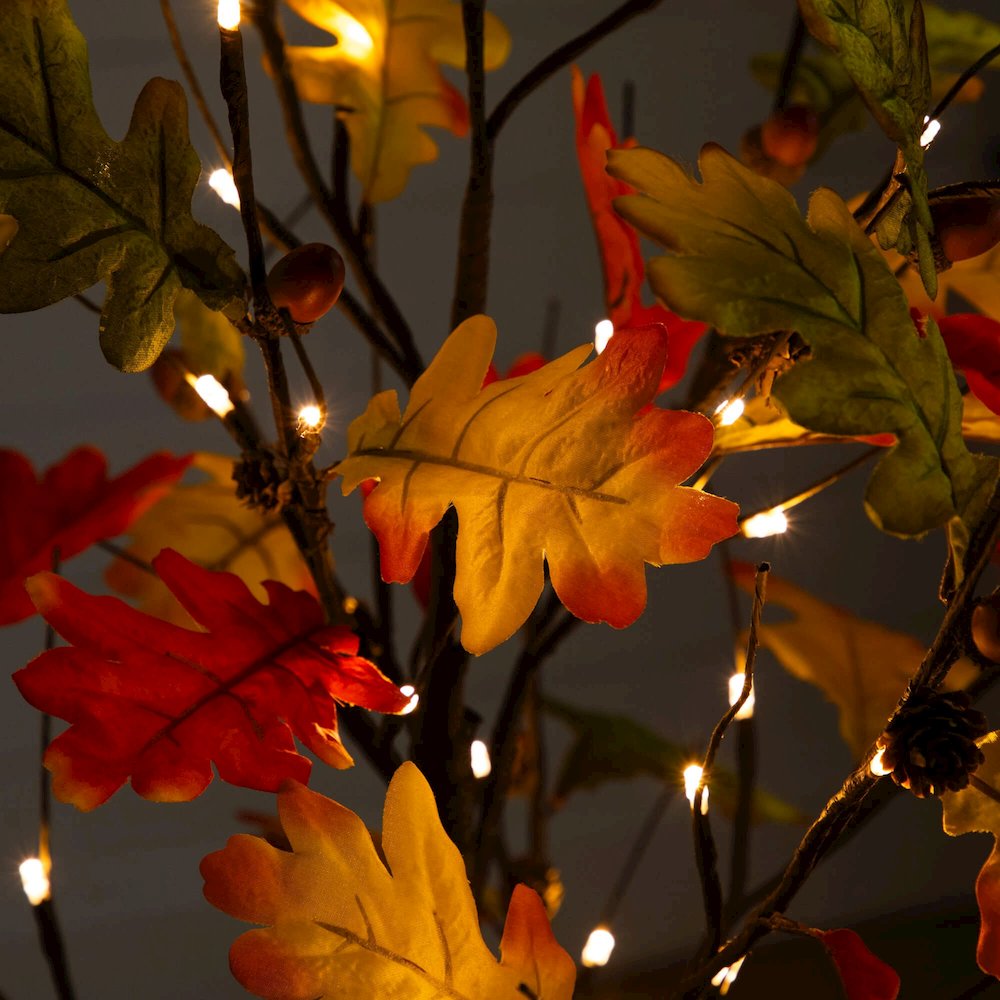 4ft. Pre-Lit Autumn Maple Artificial Fall Tree with Pinecones, Acorns. Picture 8