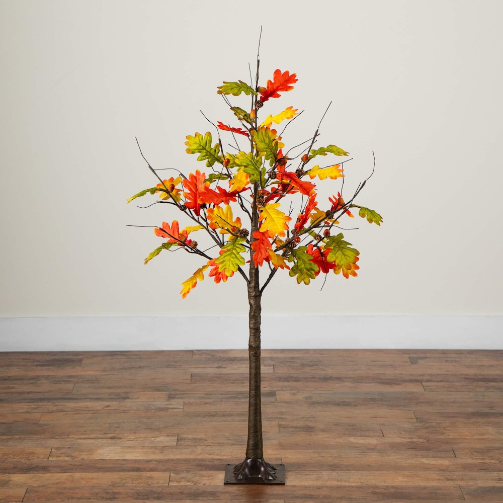 4ft. Pre-Lit Autumn Maple Artificial Fall Tree with Pinecones, Acorns. Picture 2