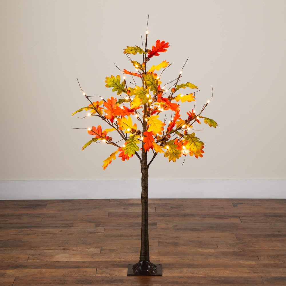 4ft. Pre-Lit Autumn Maple Artificial Fall Tree with Pinecones, Acorns. Picture 6