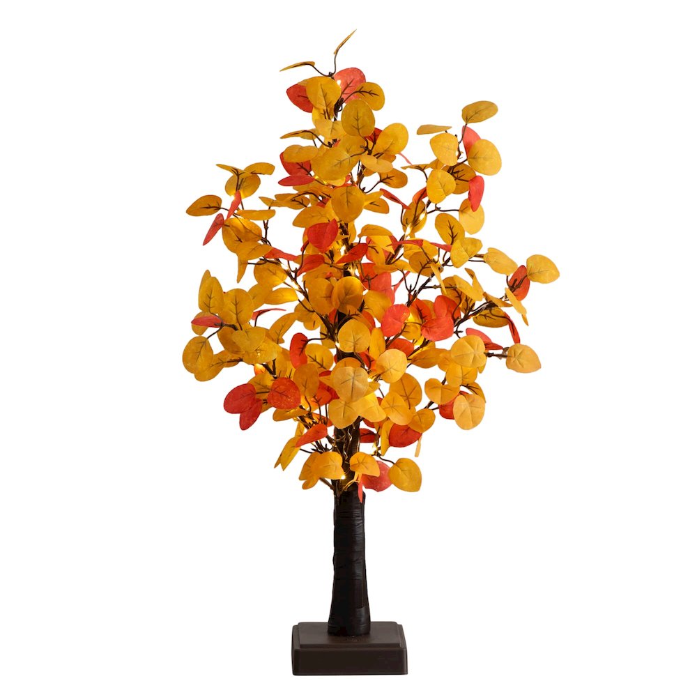 21in. Pre-Lit Bright Autumn Eucalyptus Artificial Fall Tree with 50 LED Lights. Picture 1