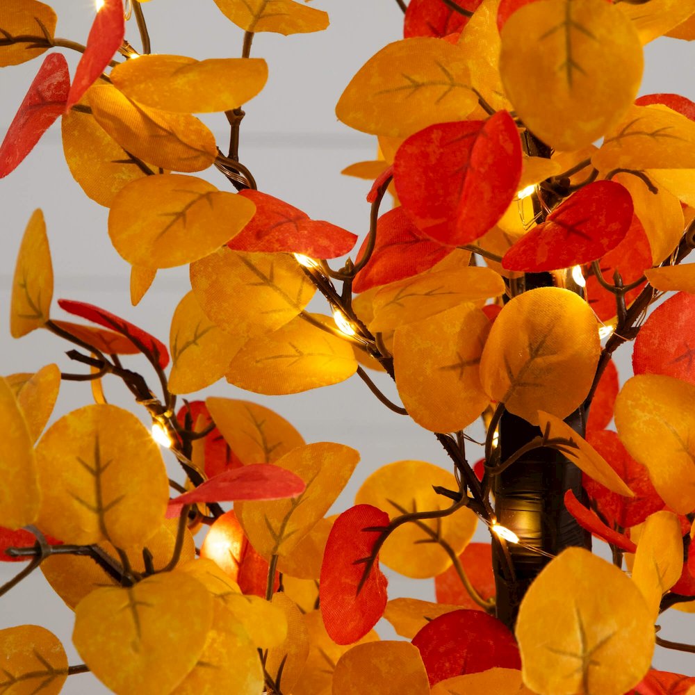 21in. Pre-Lit Bright Autumn Eucalyptus Artificial Fall Tree with 50 LED Lights. Picture 4