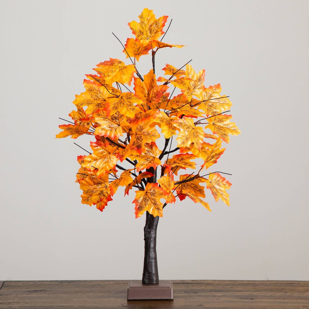 2ft. Pre-Lit Autumn Maple Artificial Fall Tree with 24 LED Lights. Picture 2