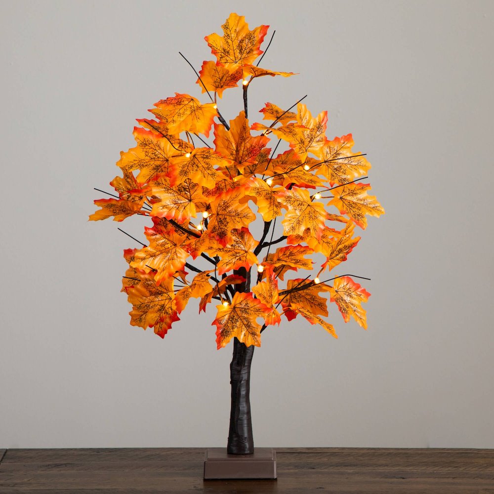 2ft. Pre-Lit Autumn Maple Artificial Fall Tree with 24 LED Lights. Picture 5
