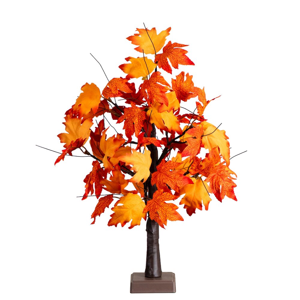 2ft. Pre-Lit Bright Autumn Maple Artificial Fall Tree with 24 LED Lights. Picture 8