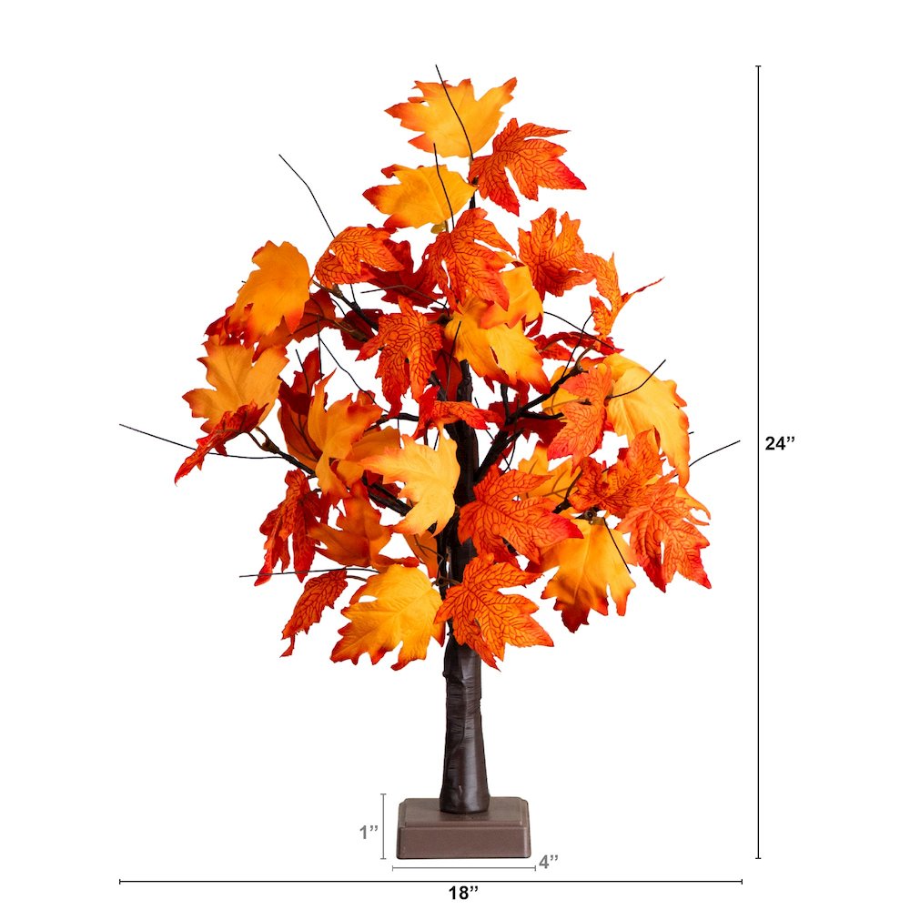 2ft. Pre-Lit Bright Autumn Maple Artificial Fall Tree with 24 LED Lights. Picture 1