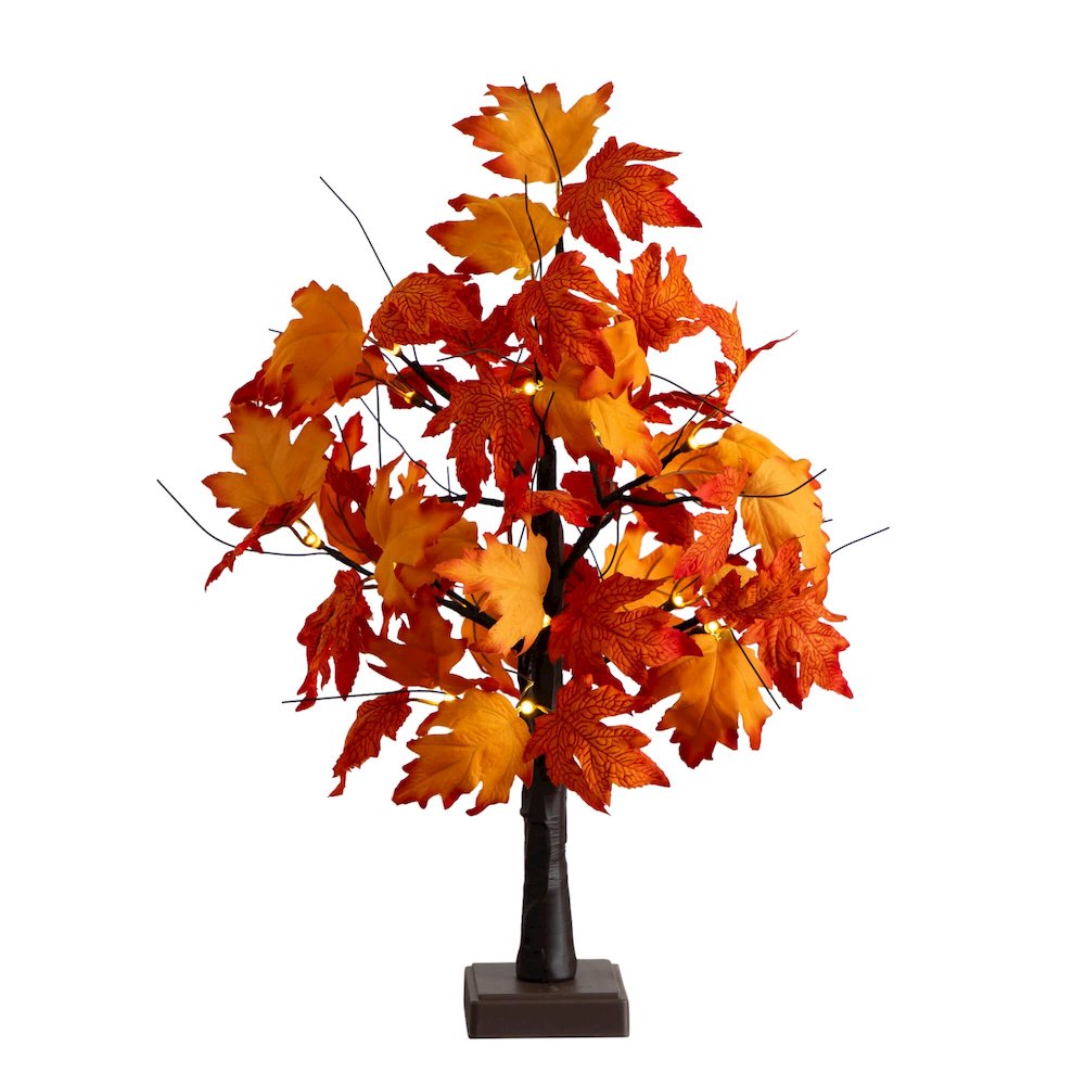 2ft. Pre-Lit Bright Autumn Maple Artificial Fall Tree with 24 LED Lights. Picture 3