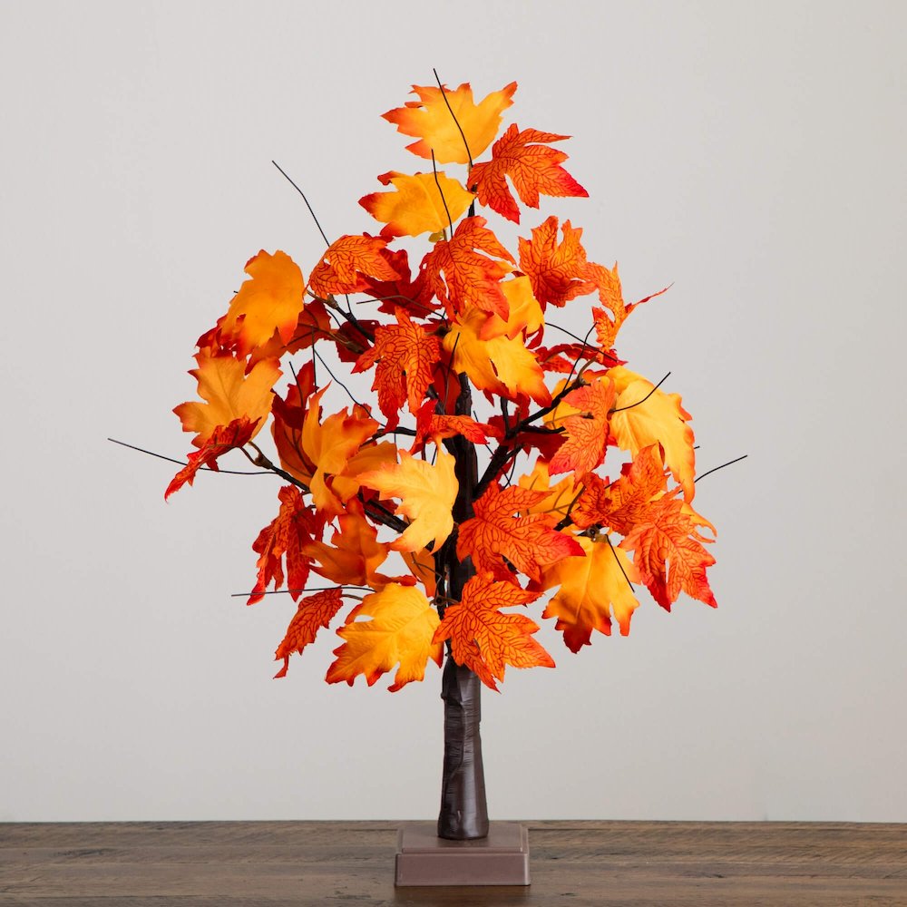 2ft. Pre-Lit Bright Autumn Maple Artificial Fall Tree with 24 LED Lights. Picture 4