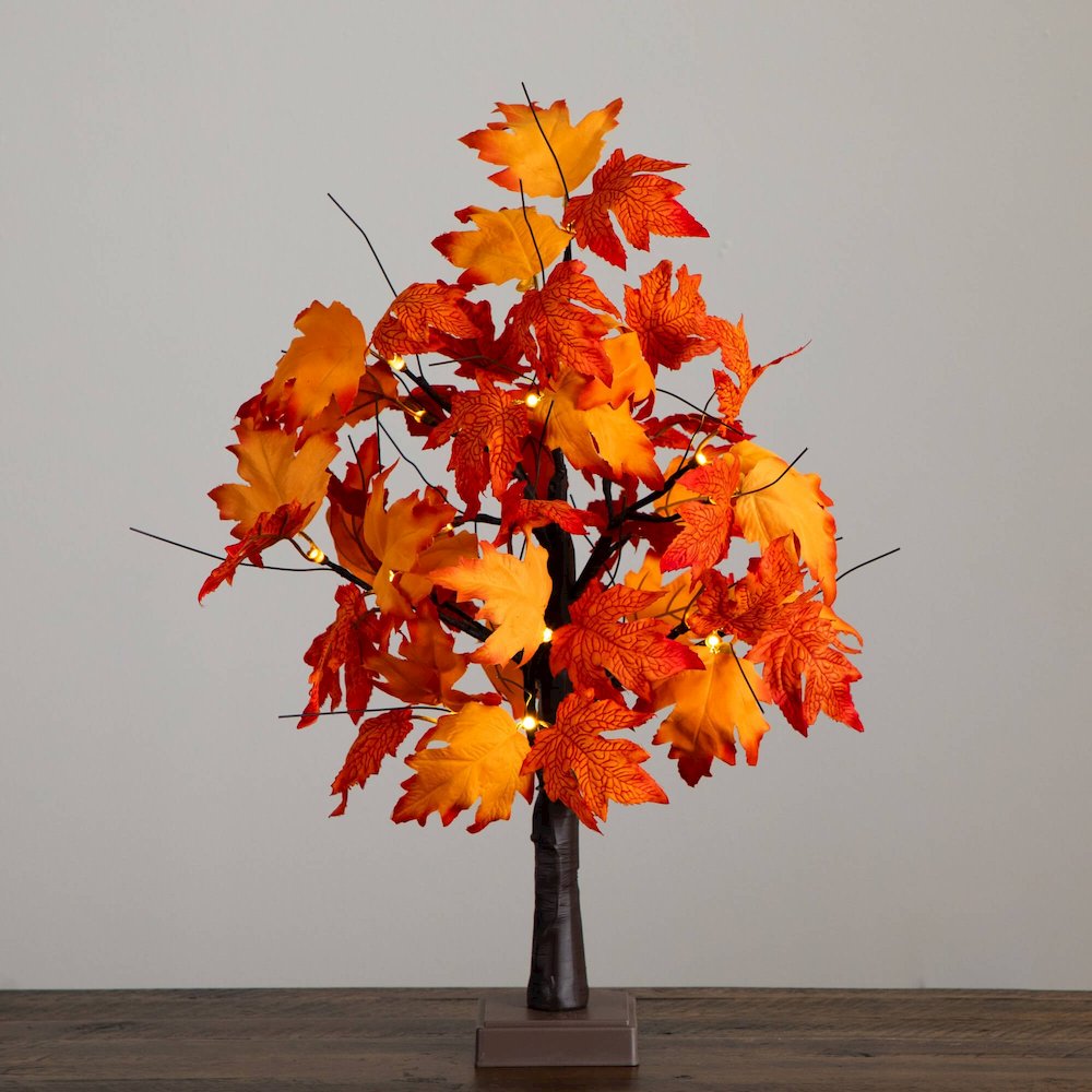 2ft. Pre-Lit Bright Autumn Maple Artificial Fall Tree with 24 LED Lights. Picture 6