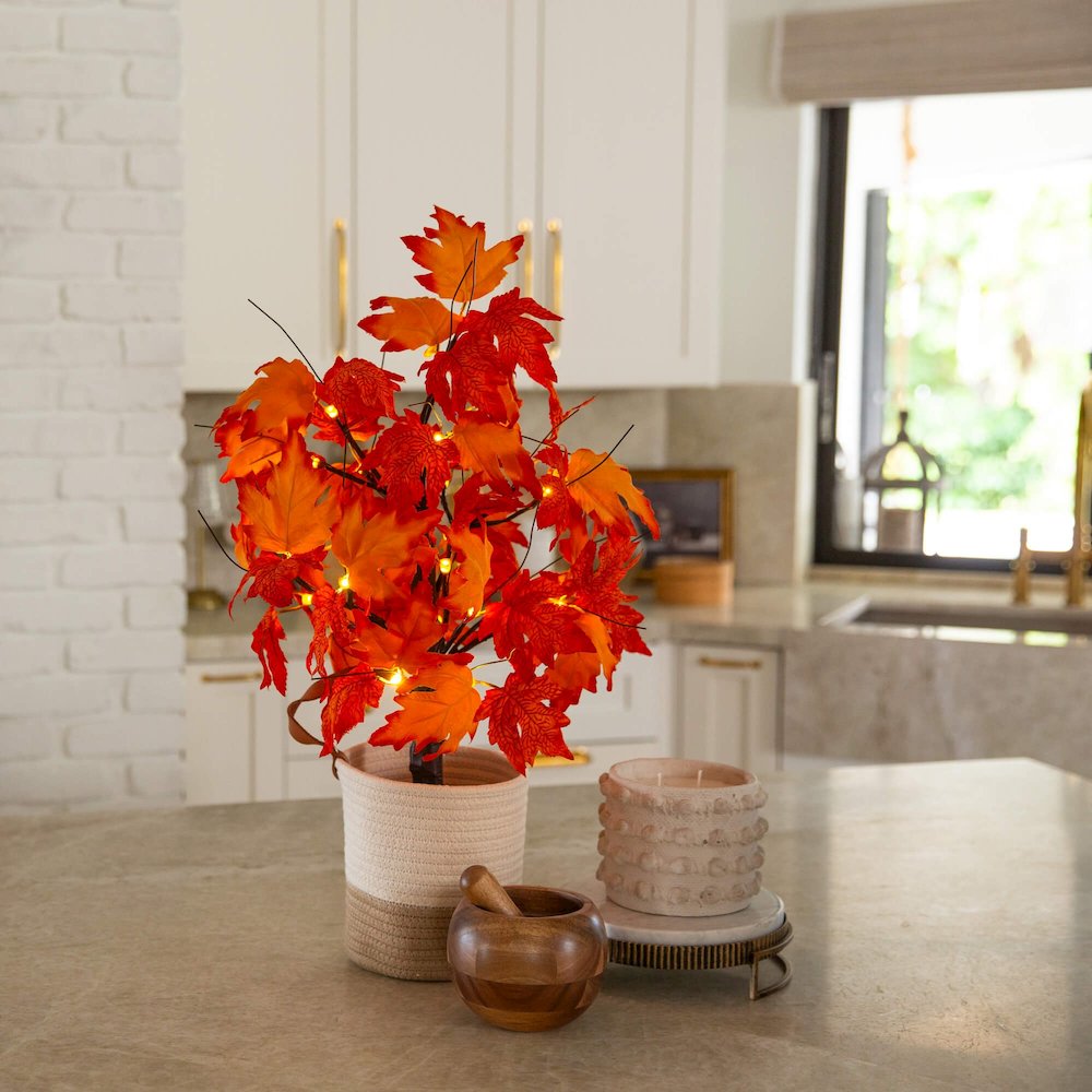 2ft. Pre-Lit Bright Autumn Maple Artificial Fall Tree with 24 LED Lights. Picture 7