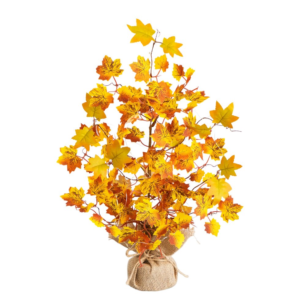 18in. Pre-Lit Autumn Maple Artificial Fall Tree with 30 LED String Lights. Picture 2