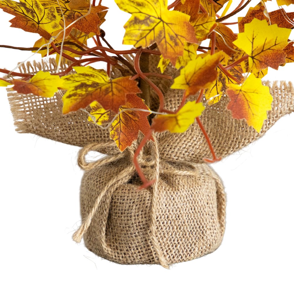 18in. Pre-Lit Autumn Maple Artificial Fall Tree with 30 LED String Lights. Picture 6