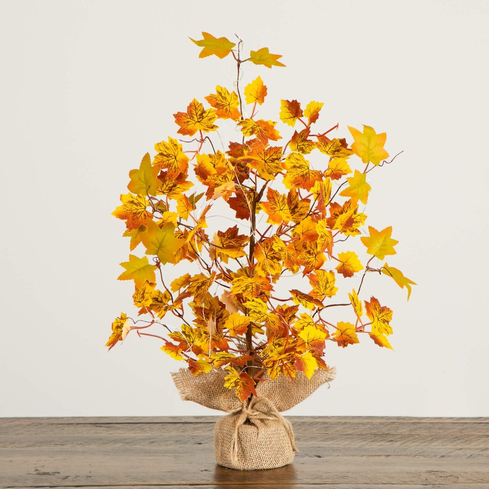 18in. Pre-Lit Autumn Maple Artificial Fall Tree with 30 LED String Lights. Picture 7