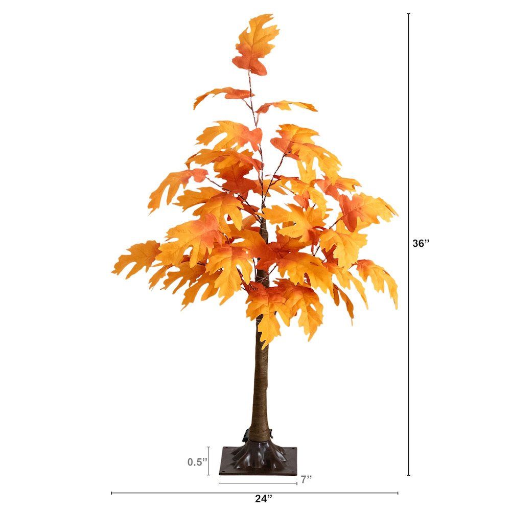 3ft. Pre-Lit Autumn Maple Artificial Fall Tree with 80 Warm White LED Lights. Picture 8