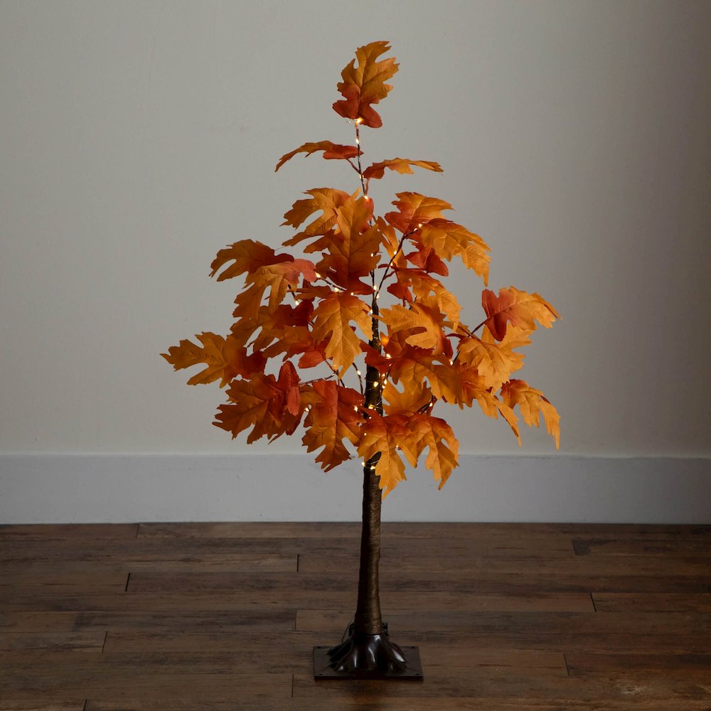 3ft. Pre-Lit Autumn Maple Artificial Fall Tree with 80 Warm White LED Lights. Picture 4