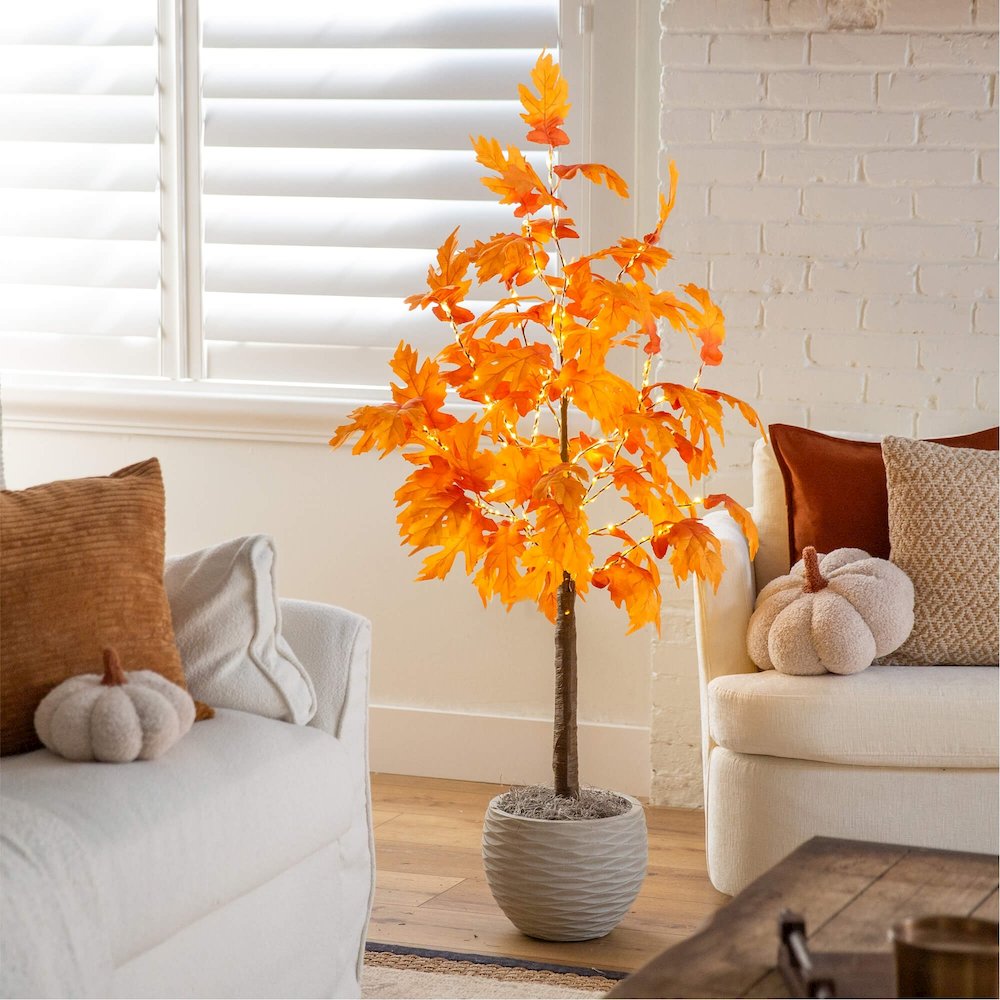 4ft. Pre-Lit Autumn Maple Artificial Fall Tree with 180 Warm White LED Lights. Picture 11