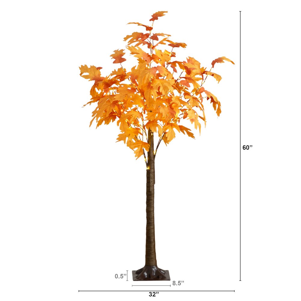 5ft. Pre-Lit Autumn Maple Artificial Fall Tree with 240 Warm White LED Lights. Picture 8