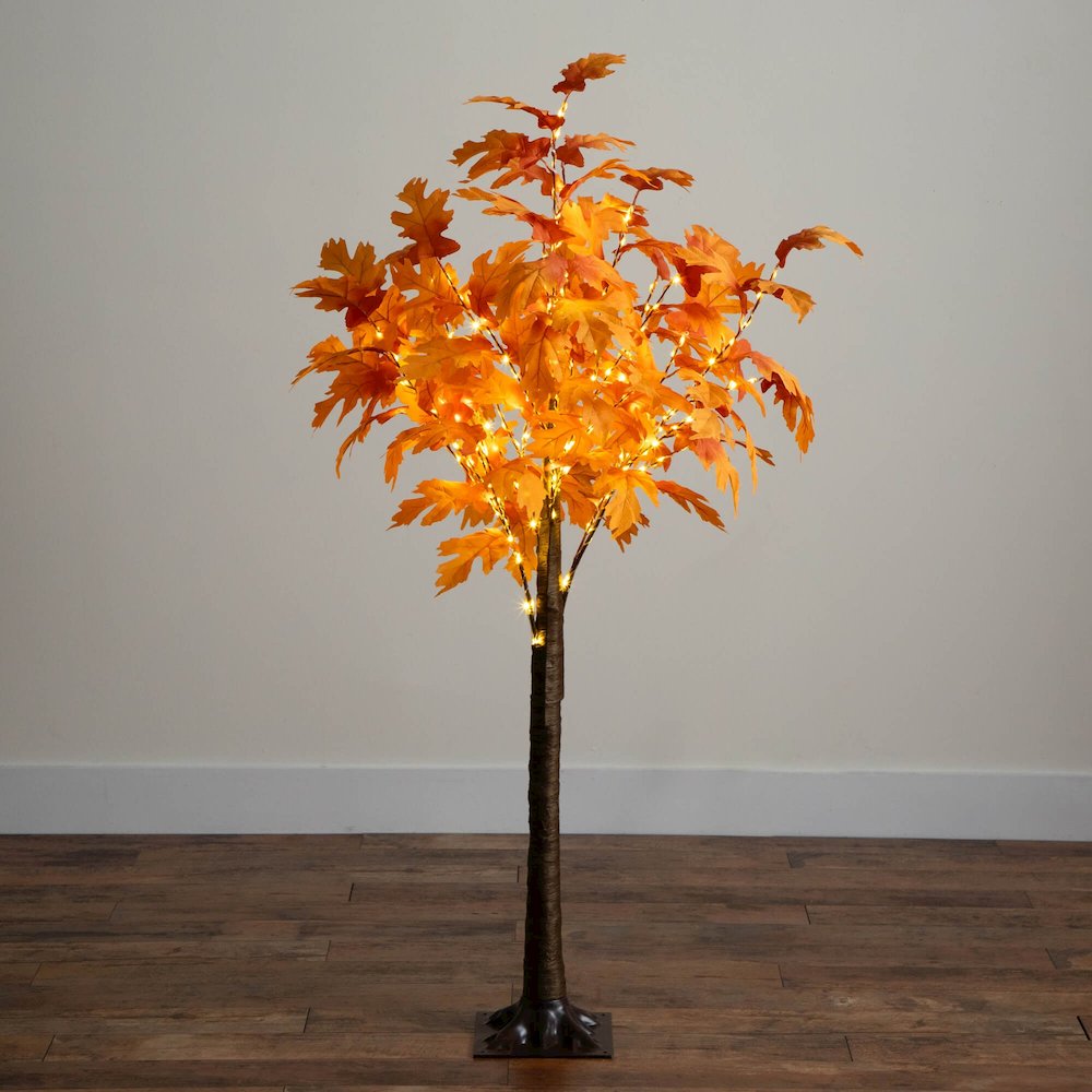 5ft. Pre-Lit Autumn Maple Artificial Fall Tree with 240 Warm White LED Lights. Picture 3