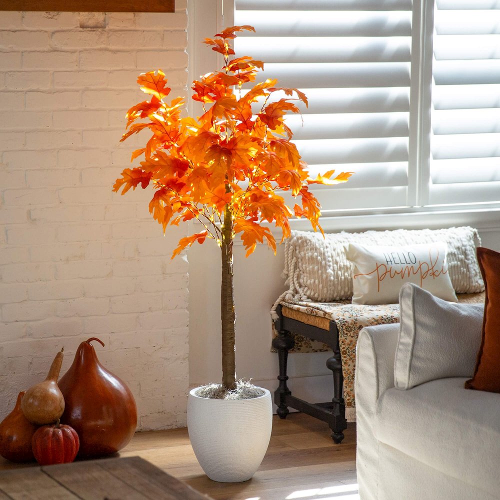 5ft. Pre-Lit Autumn Maple Artificial Fall Tree with 240 Warm White LED Lights. Picture 4