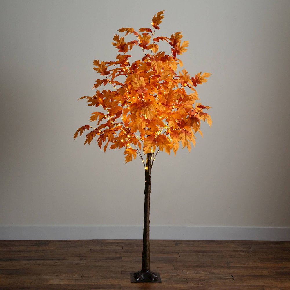 7ft. Pre-Lit Autumn Maple Artificial Fall Tree with 450 Warm White LED Lights. Picture 5