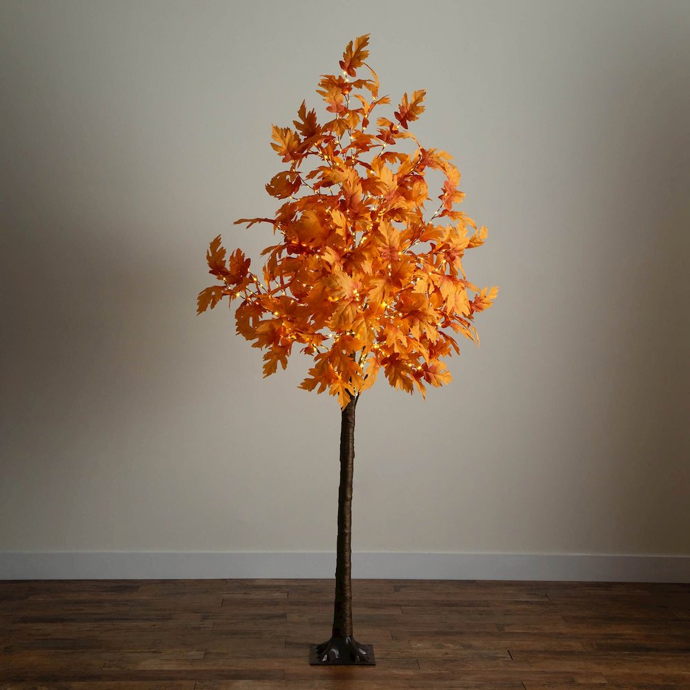 8ft. Pre-Lit Autumn Maple Artificial Fall Tree with 660 Warm White LED Lights. Picture 6