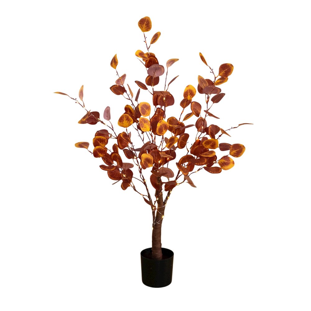 3ft. Pre-Lit Autumn Eucalyptus Artificial Fall Tree with 80 LED Lights. Picture 1