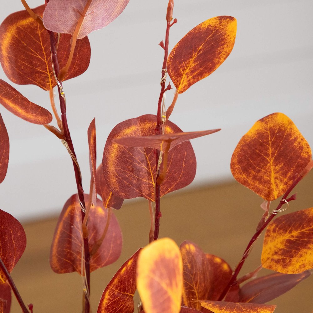 3ft. Pre-Lit Autumn Eucalyptus Artificial Fall Tree with 80 LED Lights. Picture 5
