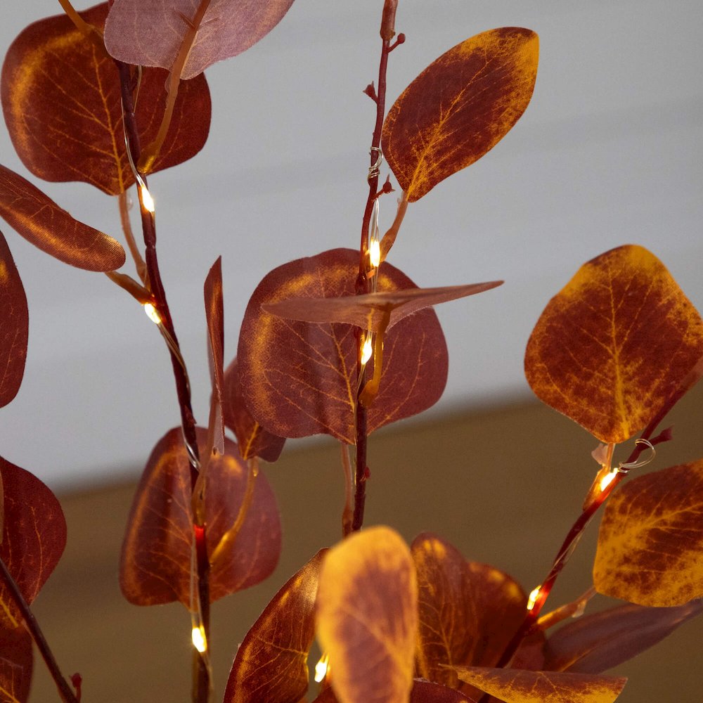 3ft. Pre-Lit Autumn Eucalyptus Artificial Fall Tree with 80 LED Lights. Picture 4