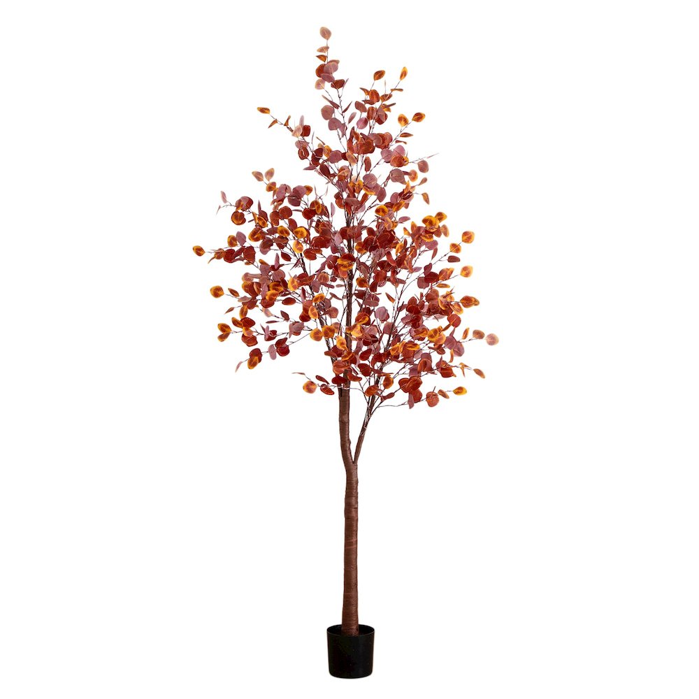 8ft. Pre-Lit Grand Autumn Eucalyptus Artificial Fall Tree with 540 LED Lights. Picture 1