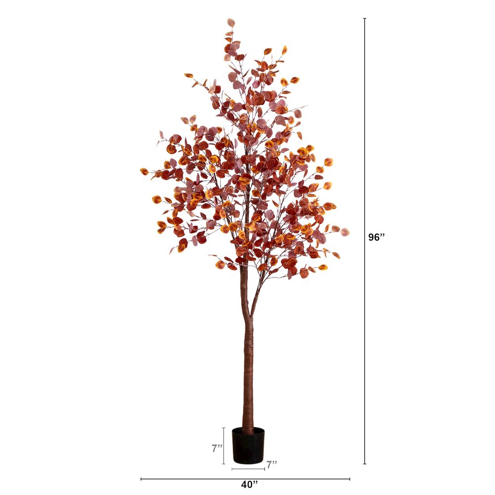 8ft. Pre-Lit Grand Autumn Eucalyptus Artificial Fall Tree with 540 LED Lights. Picture 9