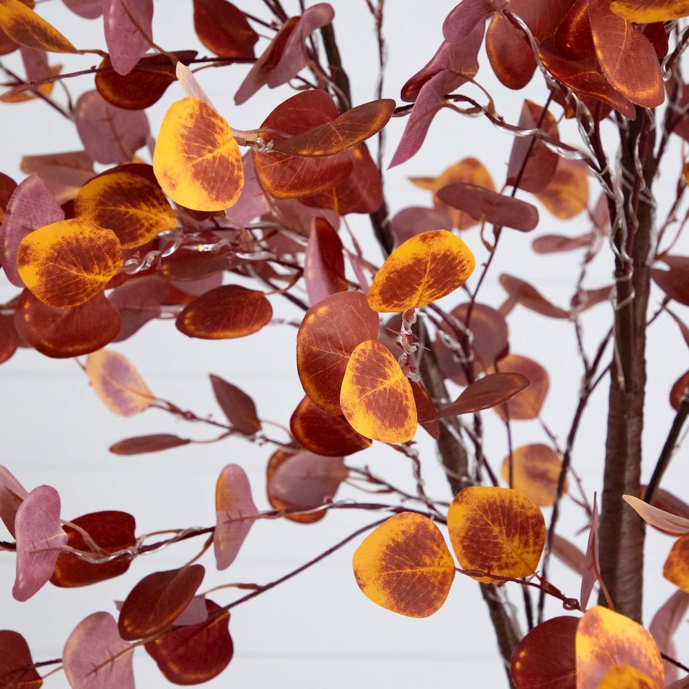 8ft. Pre-Lit Grand Autumn Eucalyptus Artificial Fall Tree with 540 LED Lights. Picture 10