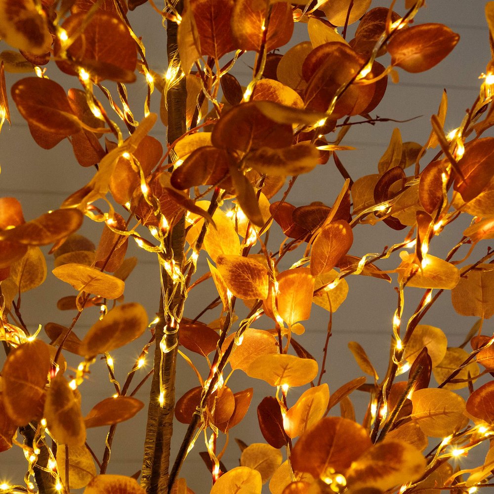 8ft. Pre-Lit Grand Autumn Eucalyptus Artificial Fall Tree with 540 LED Lights. Picture 4