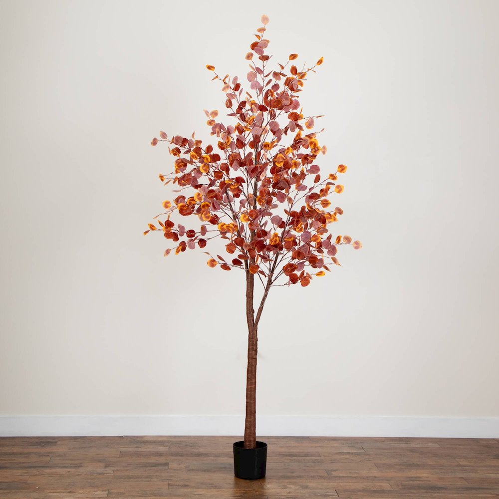 8ft. Pre-Lit Grand Autumn Eucalyptus Artificial Fall Tree with 540 LED Lights. Picture 2