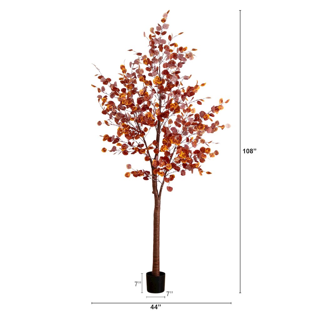 9ft. Pre-Lit Grand Autumn Eucalyptus Artificial Fall Tree with 700 LED Lights. Picture 1