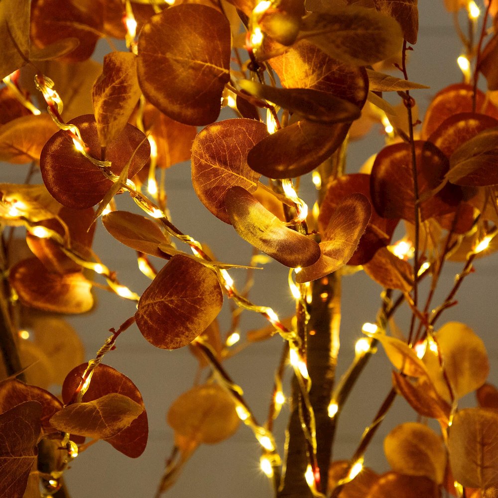 9ft. Pre-Lit Grand Autumn Eucalyptus Artificial Fall Tree with 700 LED Lights. Picture 9