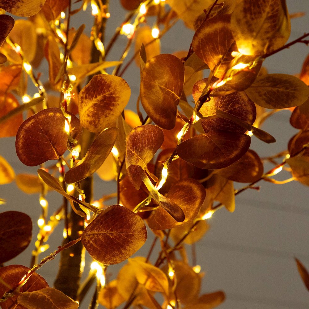 9ft. Pre-Lit Grand Autumn Eucalyptus Artificial Fall Tree with 700 LED Lights. Picture 10