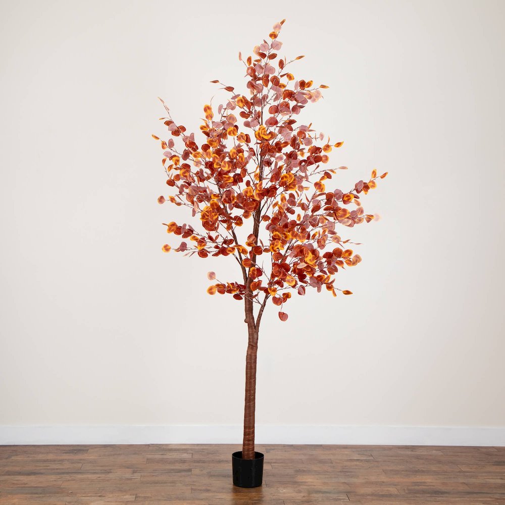 9ft. Pre-Lit Grand Autumn Eucalyptus Artificial Fall Tree with 700 LED Lights. Picture 3