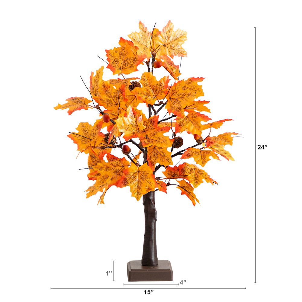 2ft. Pre-Lit Autumn Maple Artificial Fall Tree with Acorns & Pinecones. Picture 1