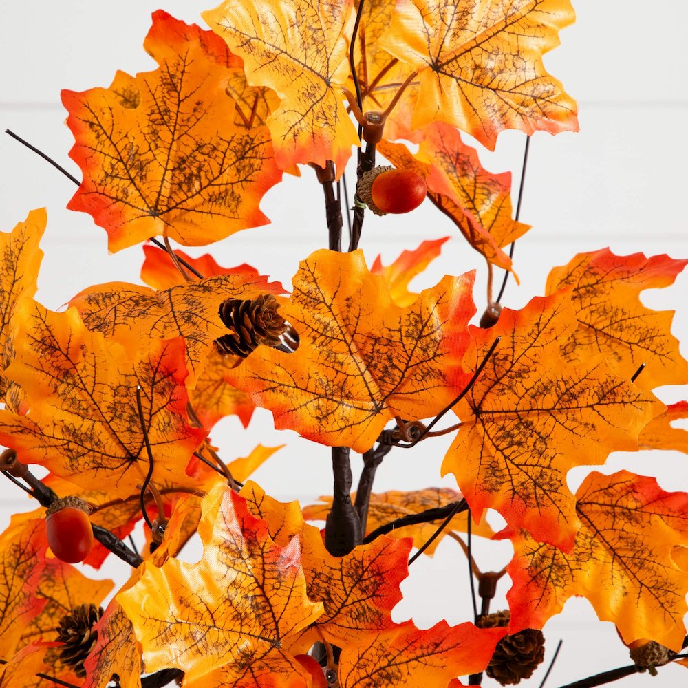2ft. Pre-Lit Autumn Maple Artificial Fall Tree with Acorns & Pinecones. Picture 3