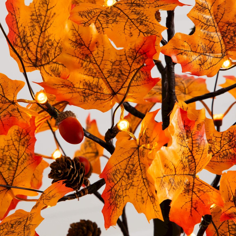 2ft. Pre-Lit Autumn Maple Artificial Fall Tree with Acorns & Pinecones. Picture 4